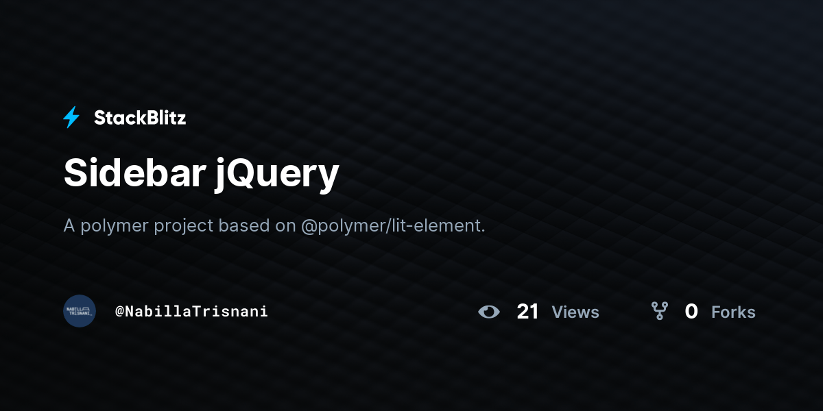 Sidebar jQuery StackBlitz