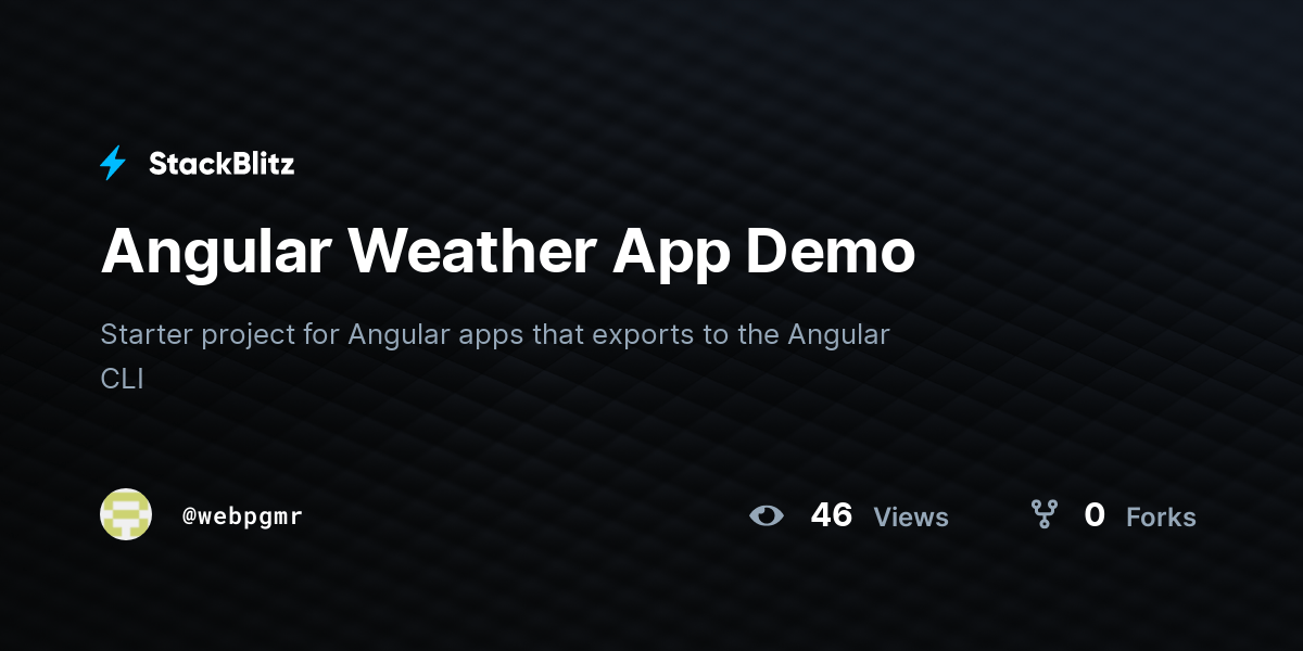 Angular Weather App Demo StackBlitz