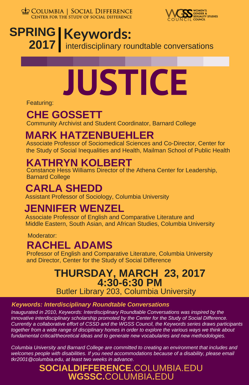 DISCUSSION Keyword JusticeInterdisciplinary Conversation on Thursday