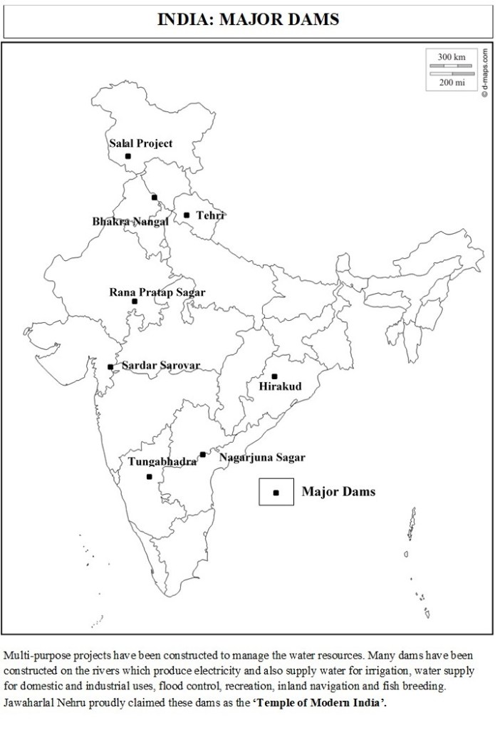 Major Rivers And Dams In India Map