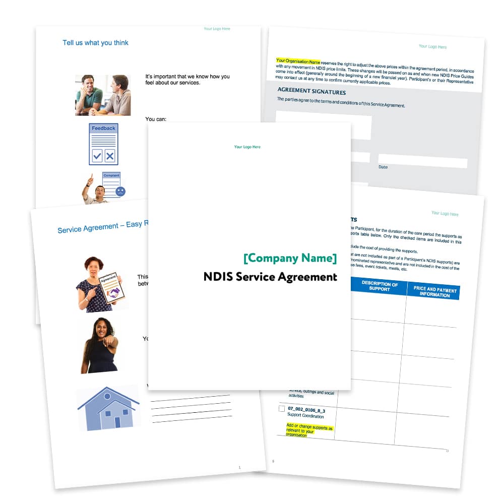 NDIS Service Agreement Template, including Easy Read version