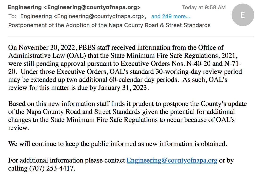 Soda Canyon Road Board of Forestry Fire Safe Regulations & the NCRSS