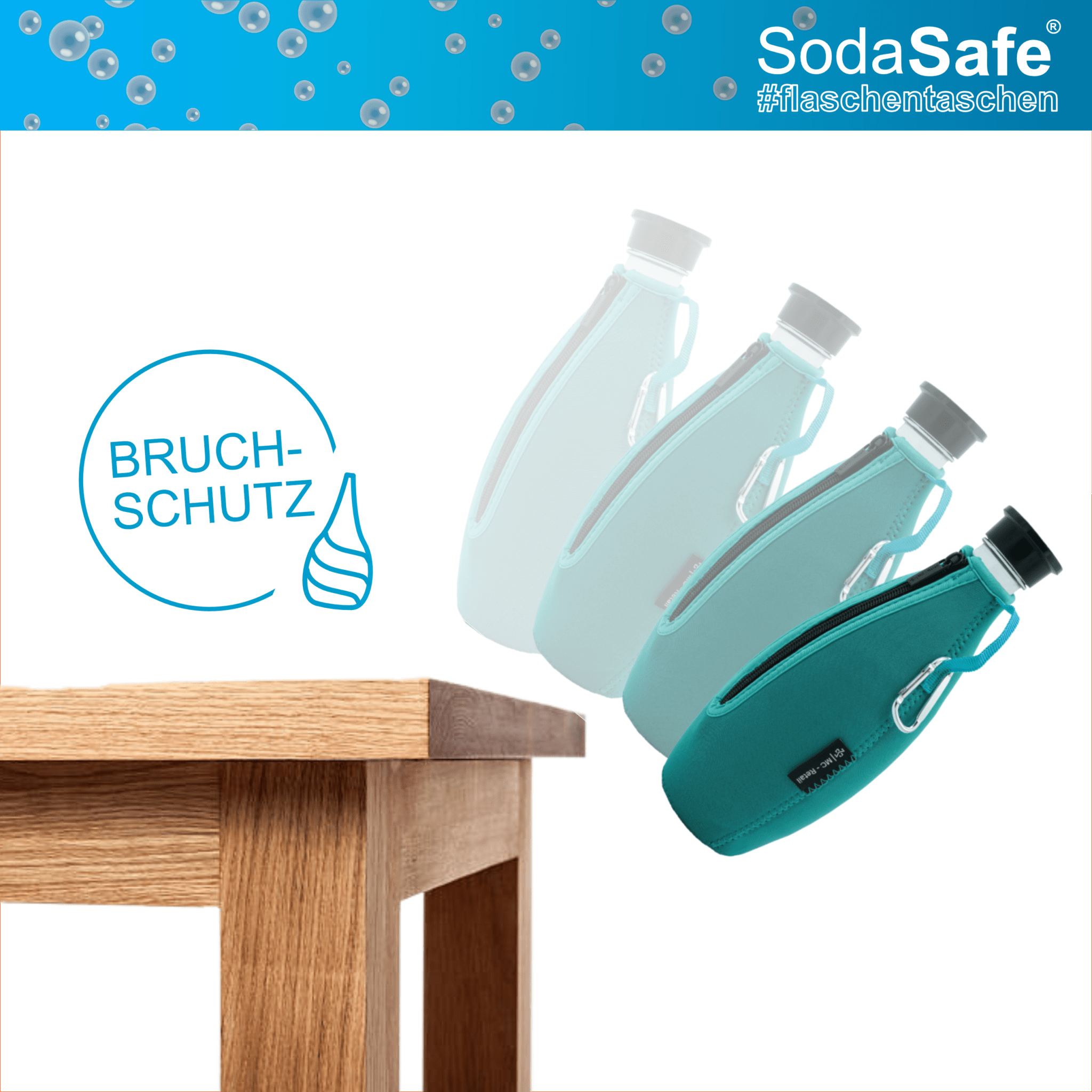 SodaSafe Flaschentasche für SodaStream Crystal Glaskaraffe SodaSmart.de