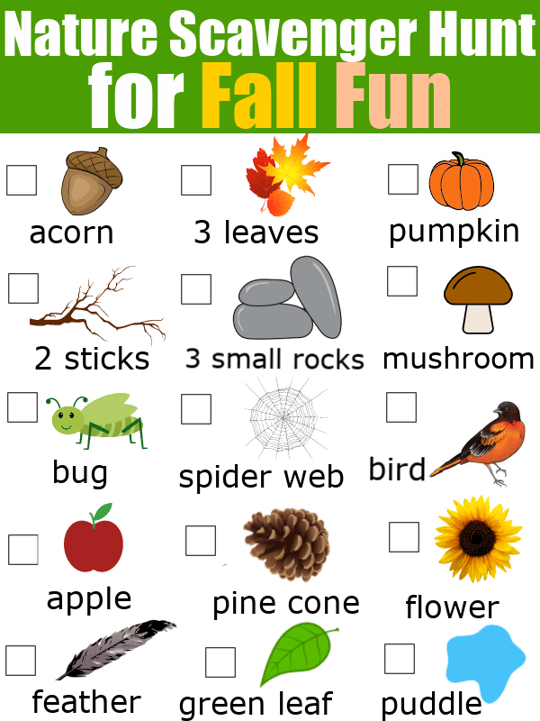 Fall Nature Scavenger Hunt for Kids - Print & Play for FREE!