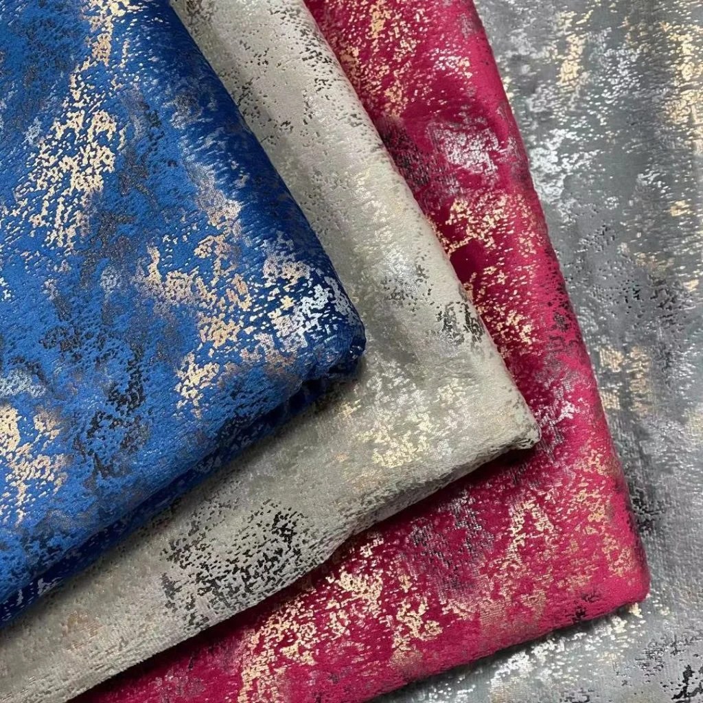 Brilliant foil stamping sofa velvet fabrics with new look Sofa fabric