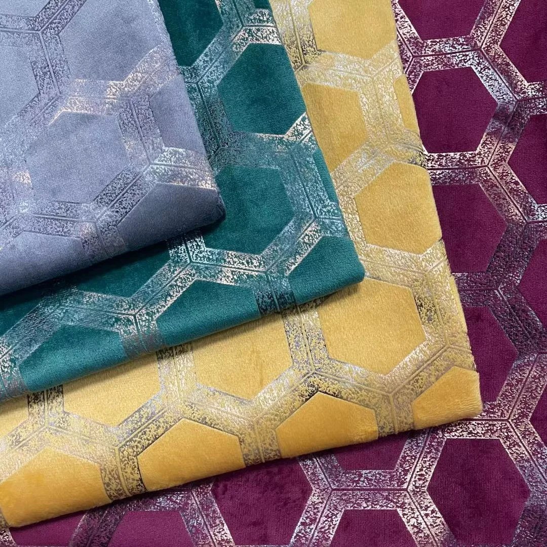 Decorative foil stamping velvet fabrics for sofa upholstery Sofa
