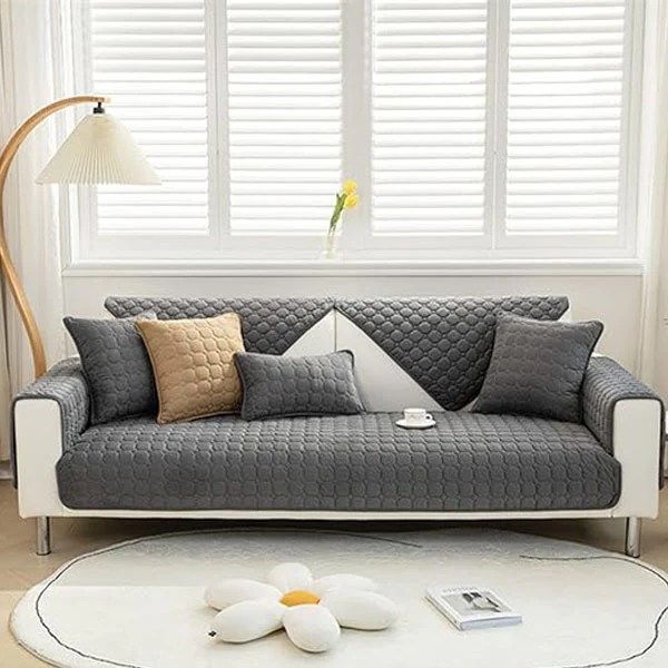 Luxury Quilted Sofa Cover Grey Sofa Covers