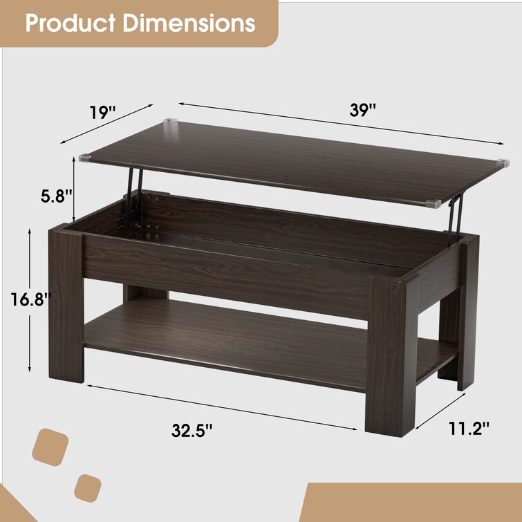 Kaleva Lift Top 4 Legs Coffee Table with Storage By Sofa Crafter Sofa