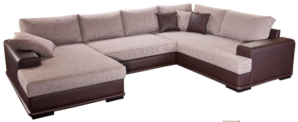 Wohnlandschaft mit Federkern und Schlaffunktion. Sofadepot