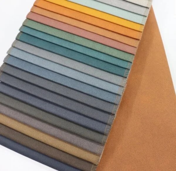 Eco friendly pure colors leather look fabric with smooth hand feeling