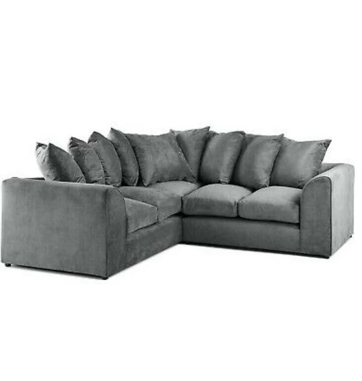 Grey Plush Velvet Corner Sofas sofapointukltd