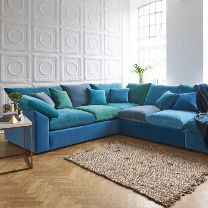 Teal Velvet Corner Sofa Bed Baci Living Room
