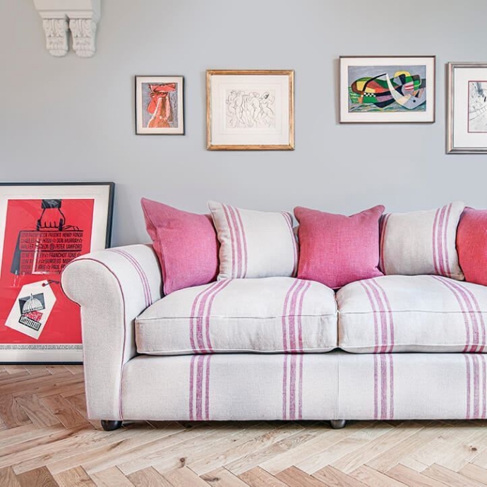 Red Striped Sofas Baci Living Room
