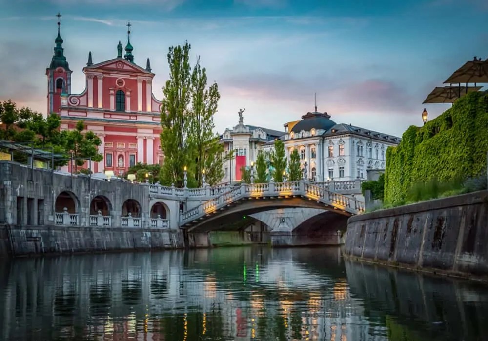 Tromostovje bridge and Ljubljanica riverLjubljanaSlovenia