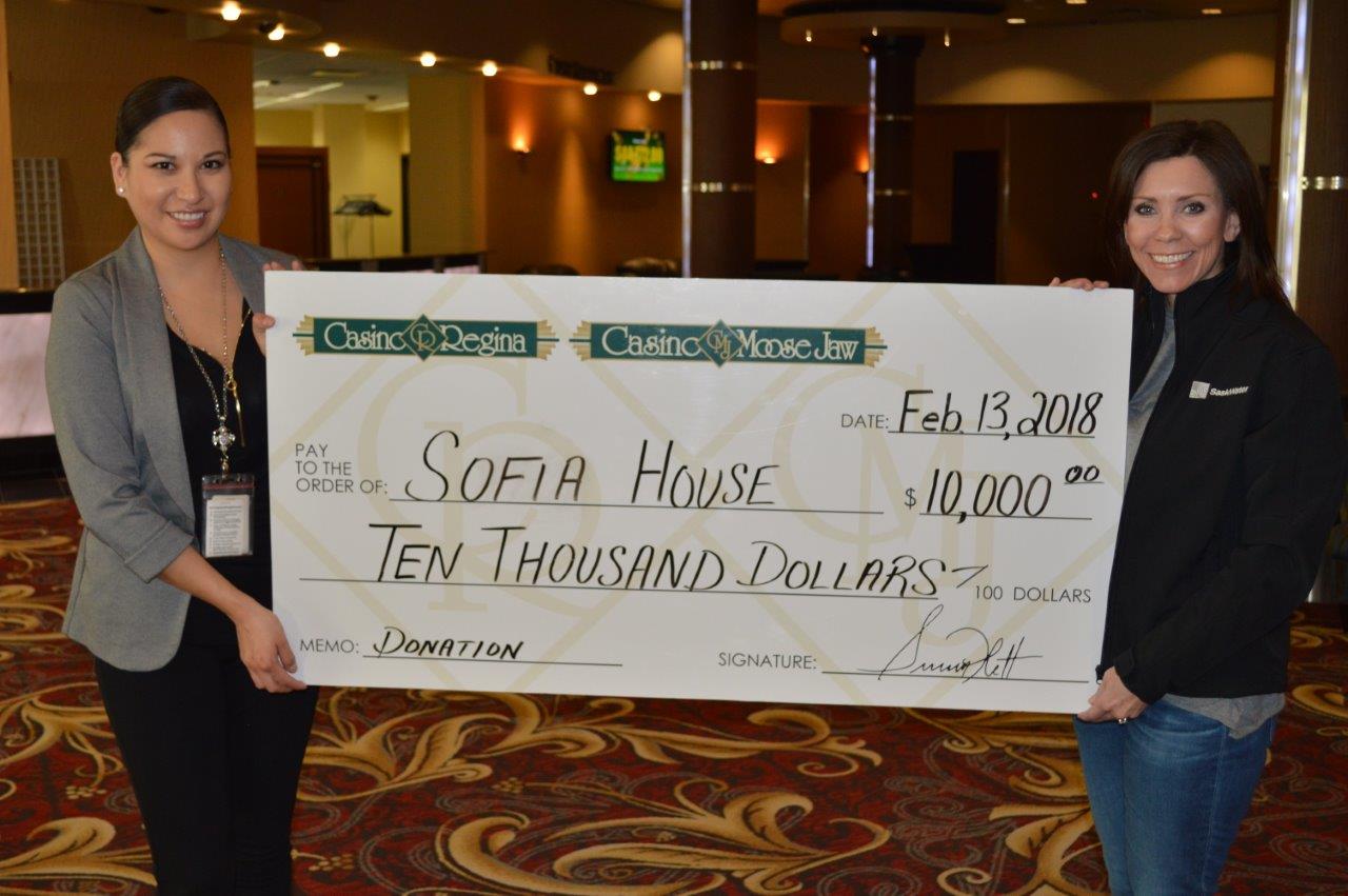 Casino Regina answers our call for funding SOFIA House Regina