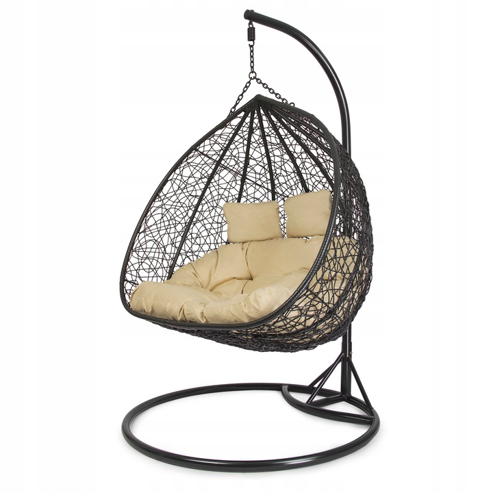 Fotel ogrodowy wiszący bujany dwuosobowy Hawana czarny na ...