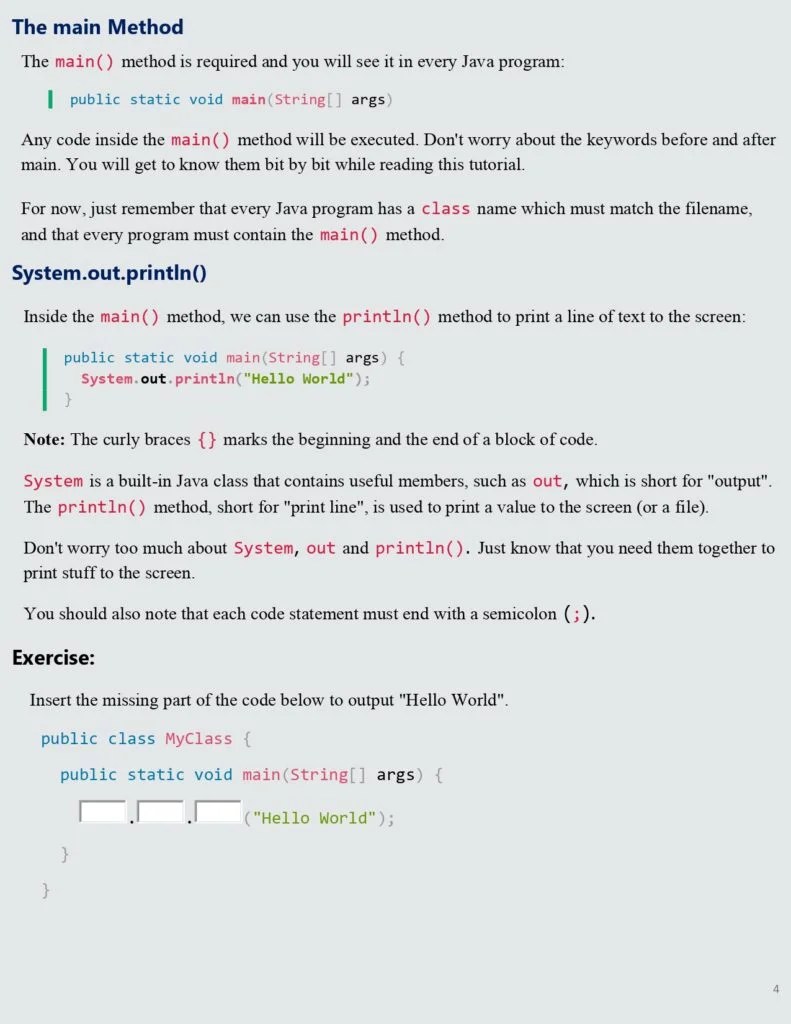 Java From Scratch Lesson 1 PDF (Java Getting Started) Connect 4
