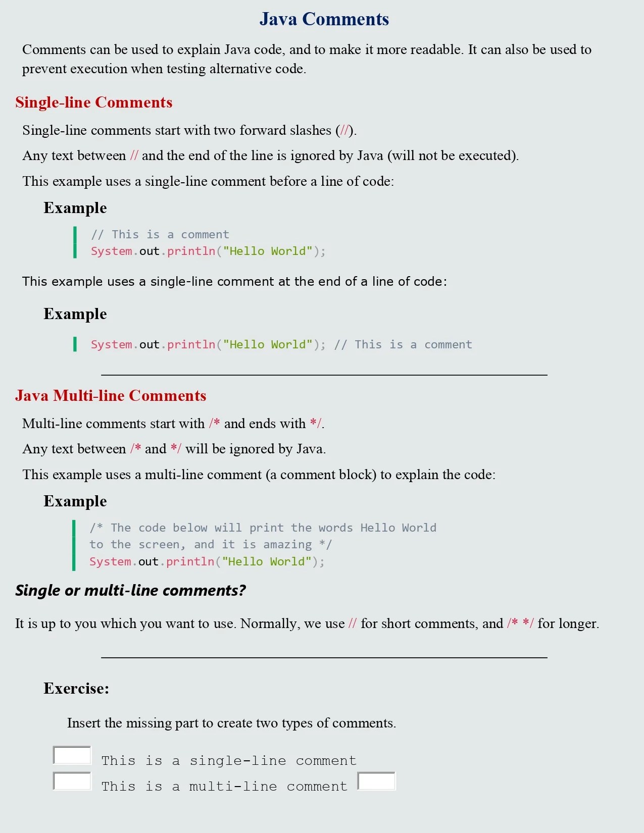Java From Scratch Lesson 2 PDF (Java Output, Comments, and Variables