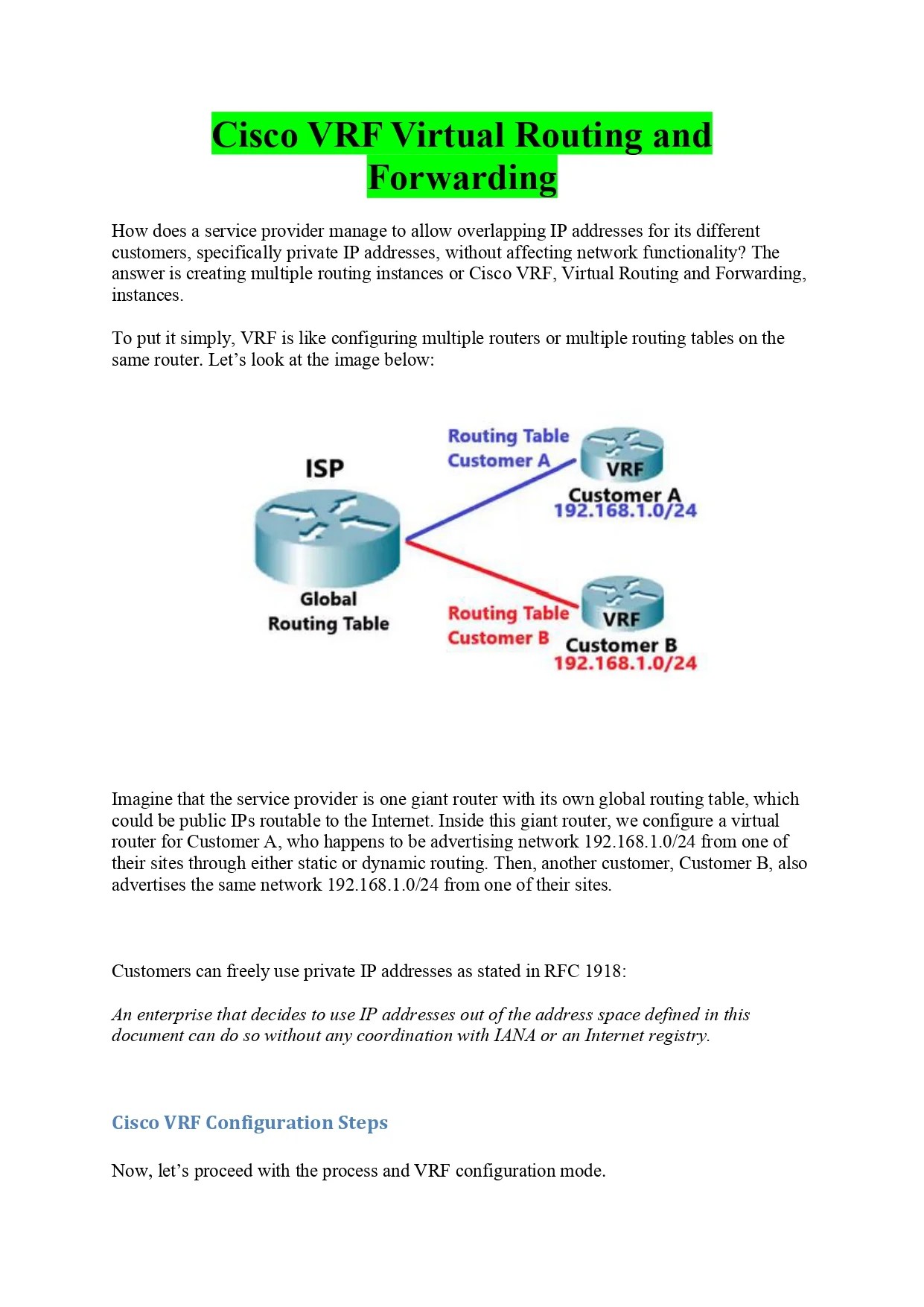 Cisco VRF Basics PDF Connect 4 Techs