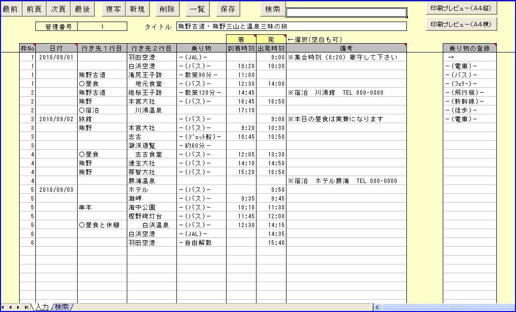 【ベストコレクション】 旅行 計画表