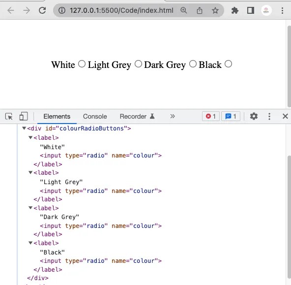 Dynamic HTML Radio Button Using JavaScript