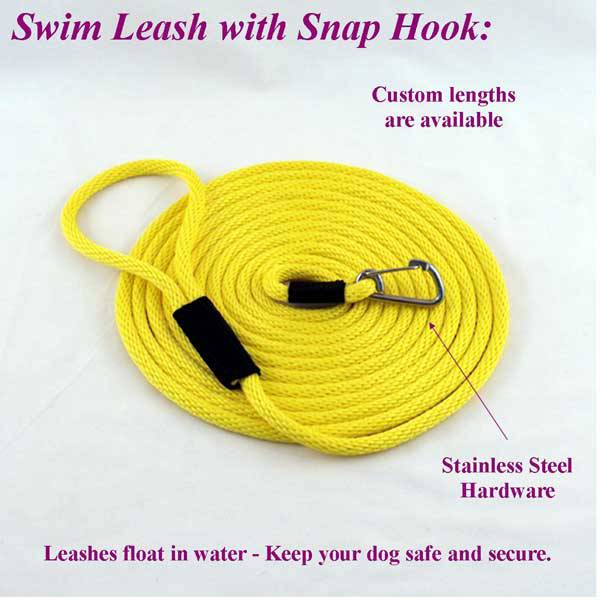 30 Ft Swimming Dog Snap Leash 1/2" Round Polypropylene