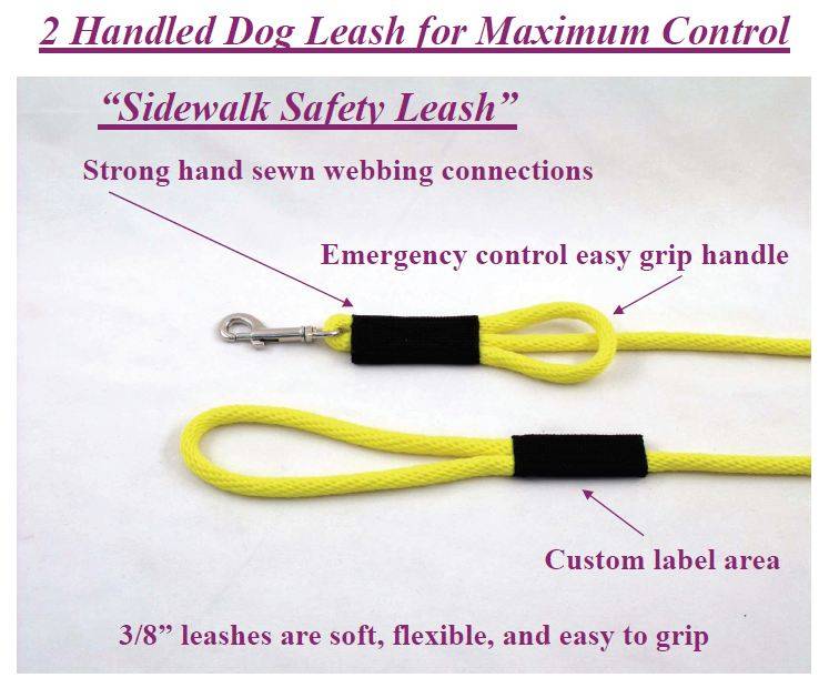 6 Foot Sidewalk Safety Dog Snap Leash 3/8 Round Polypropylene Leash