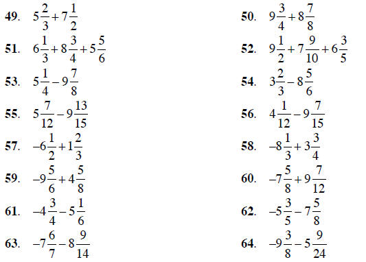 Addition and subtraction of rational numbers