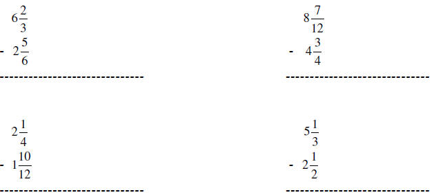 Subtracting mixed numbers