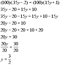 solving linear equations with decimals