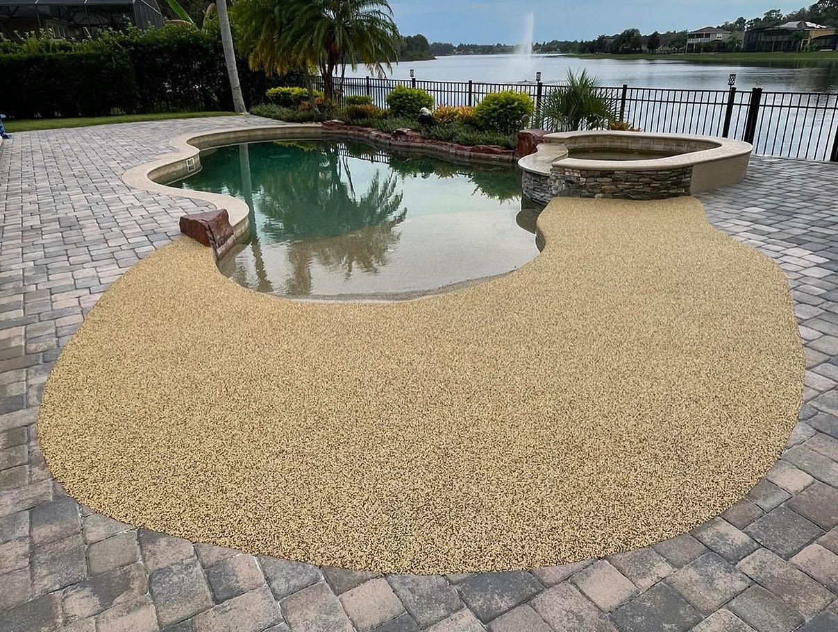 Rubber Pool Decks NonSlip Pool Deck Resurfacing