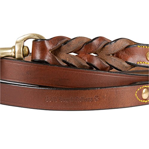 Soft Touch Collars Heavy Duty Leather Braided Dog Leash, Brown 6ft