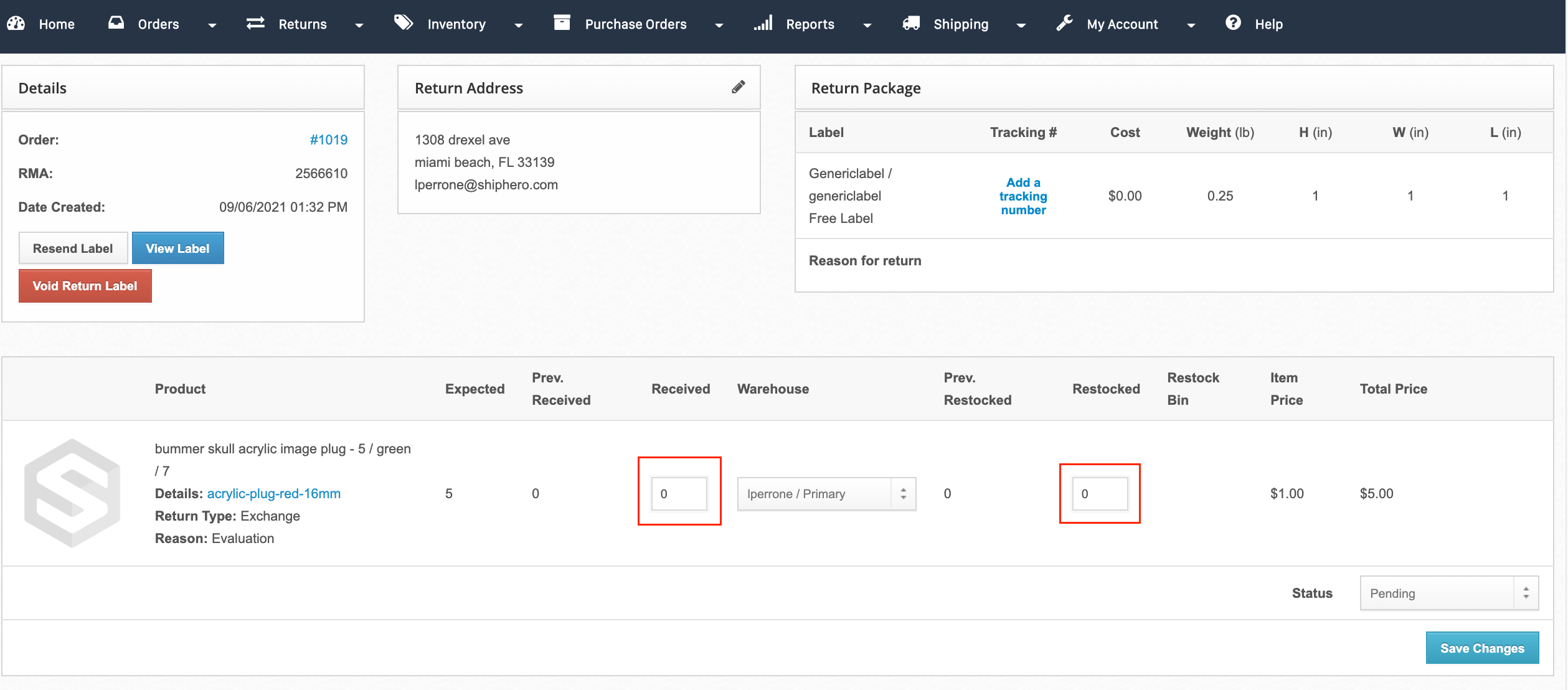 How to Receive Returned Merchandise ShipHero