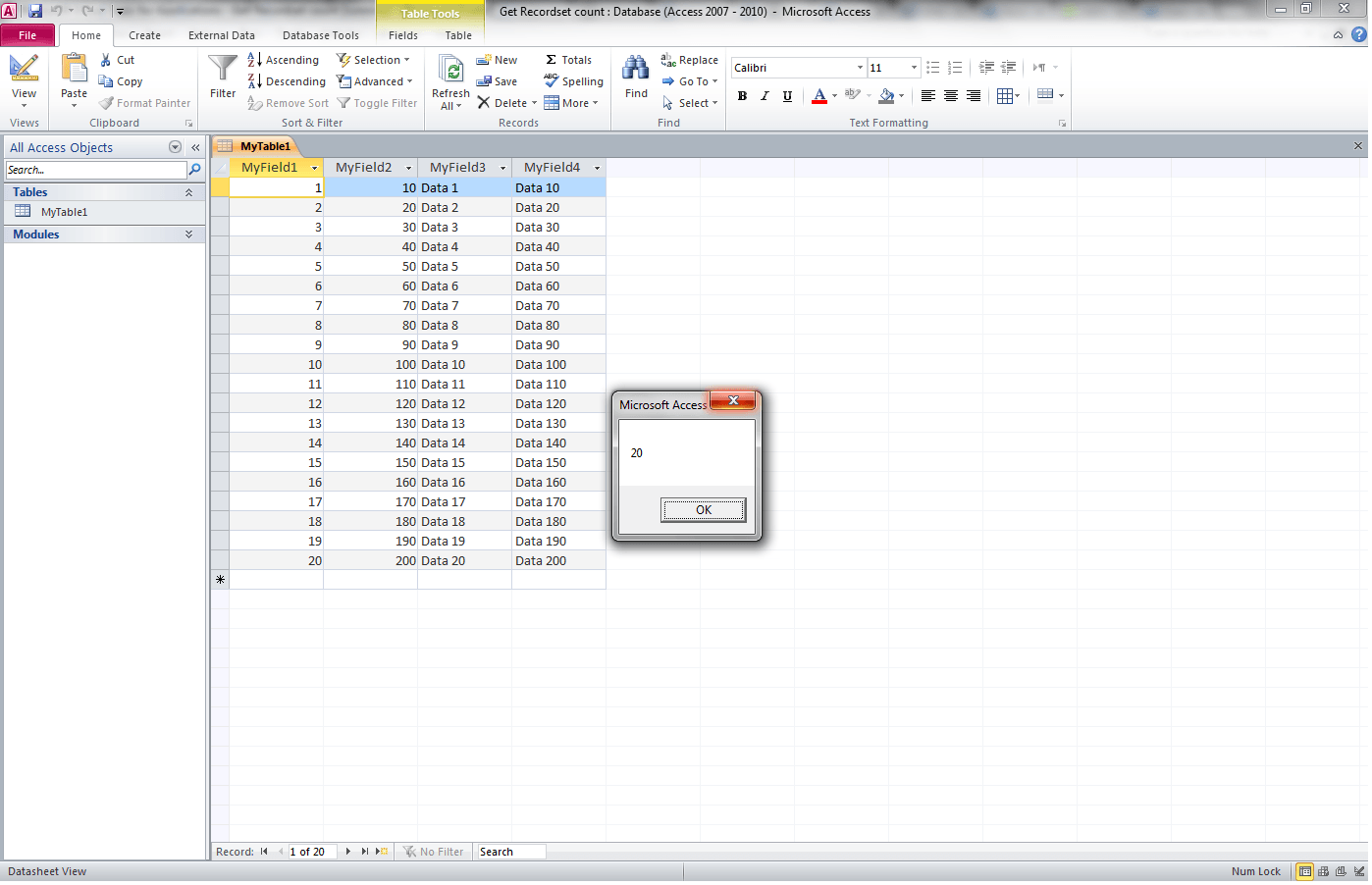 VBA Access Get Record Count VBA and Tutorials, Education and