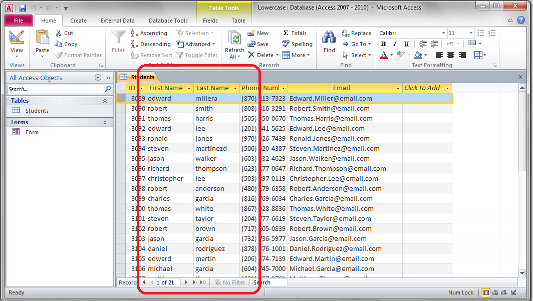 Access, Convert User Input to Lowercase VBA and Tutorials