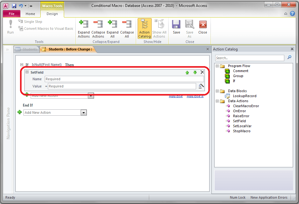 Access Check If Field is Null, Conditional Macro VBA and