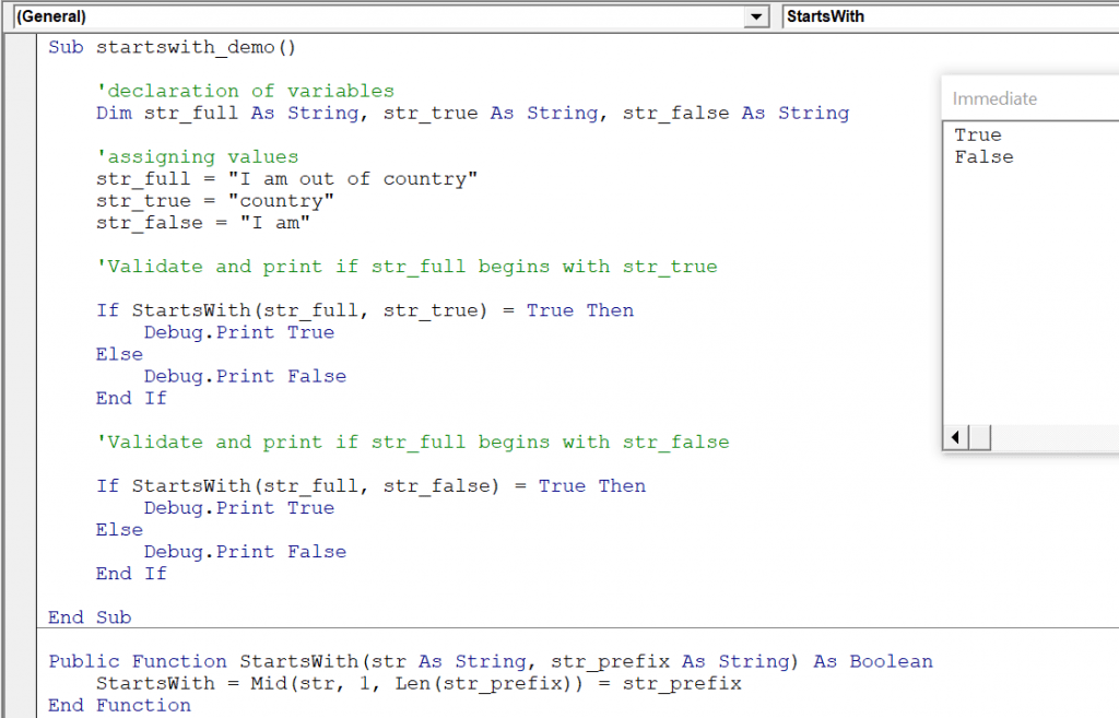 How to Check if a String Starts With a Particular String in VBA VBA