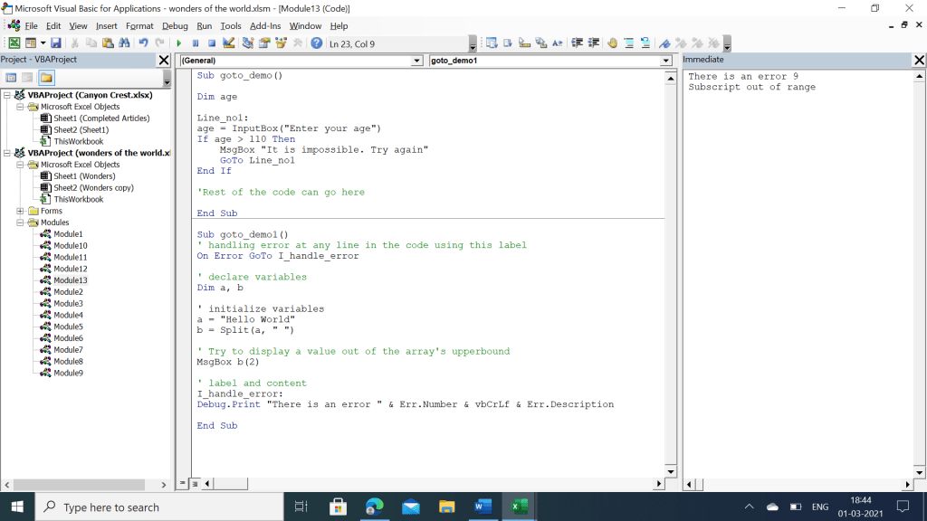 The Right Way to Use the Goto Statement in VBA VBA and