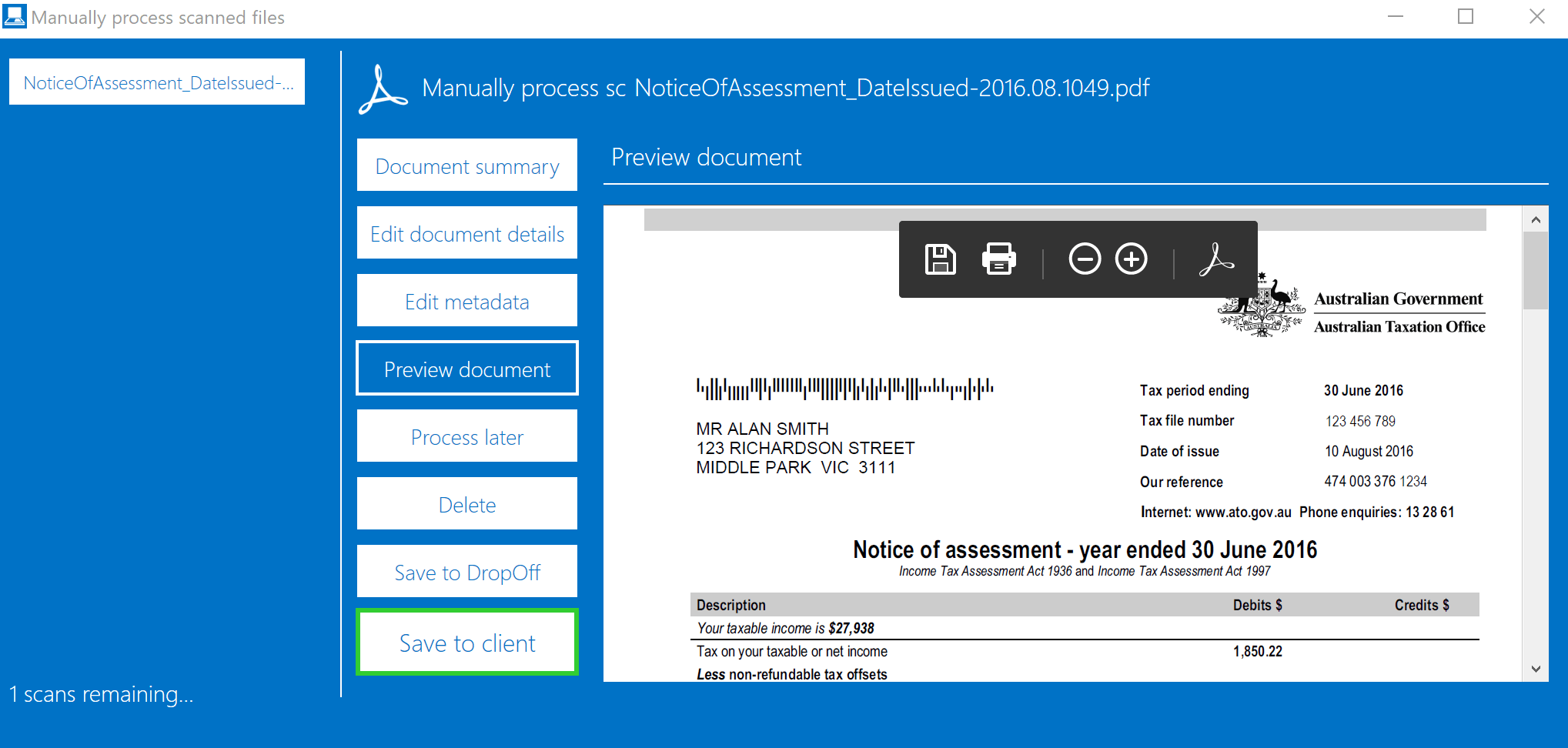 Scans > Basic Usage > Manual Processing > Preview Document