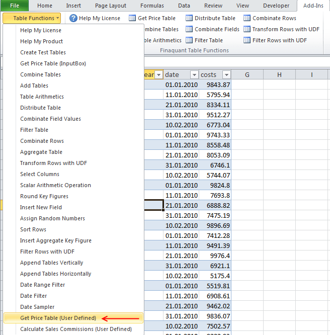 How to Add a UserDefined Table Function to Excel