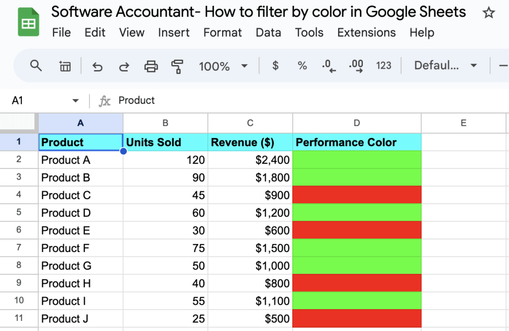 How To Filter By Color In Google Sheets(04)