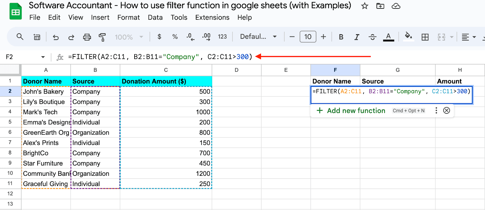 How To Use Filter Function In Google Sheets (With Examples)(08)