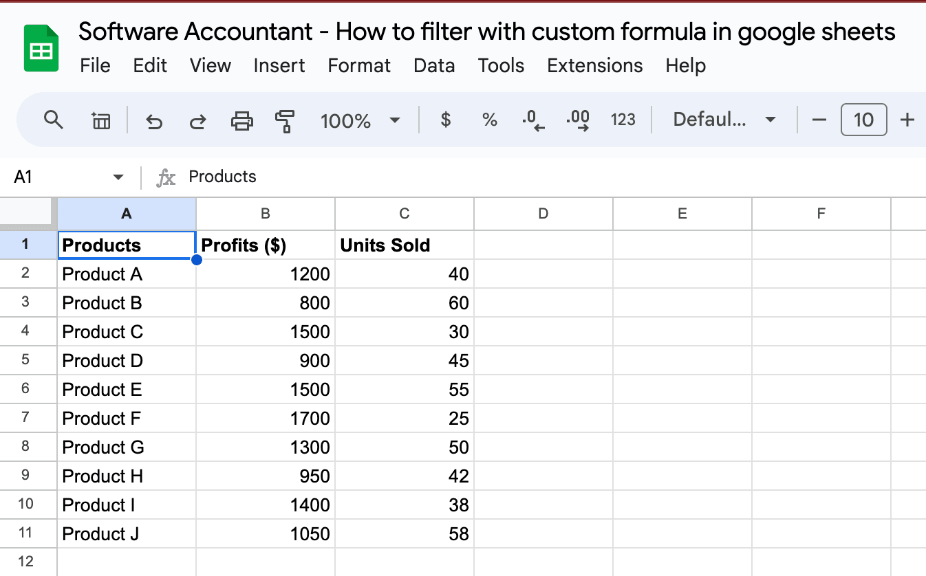 How to filter with custom formula in google sheets