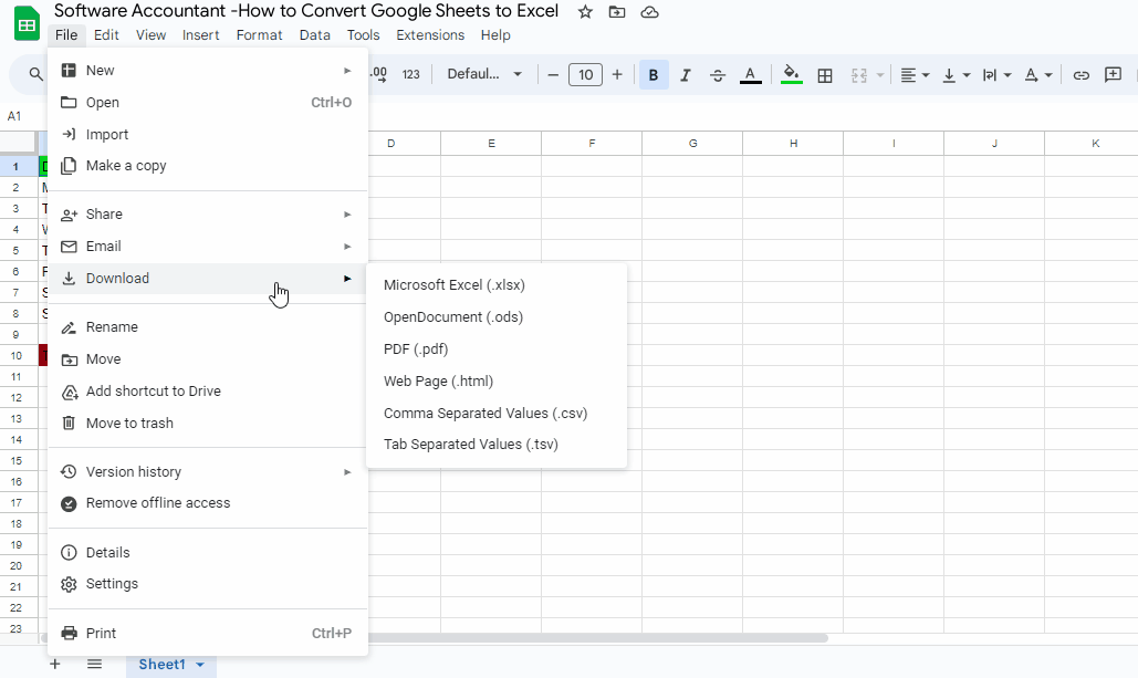 How to Convert Google Sheets to Excel