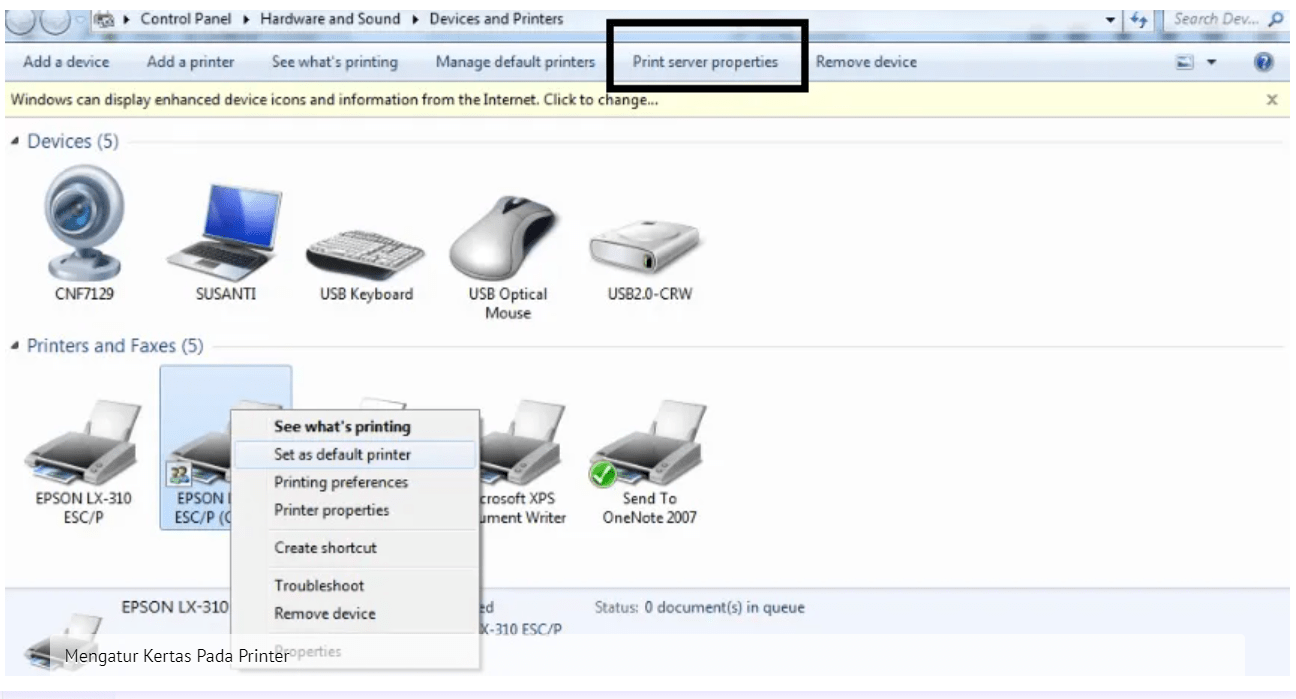 Setting Printer Dot Matrix LX300 dan LX310 Pada Accurate Online
