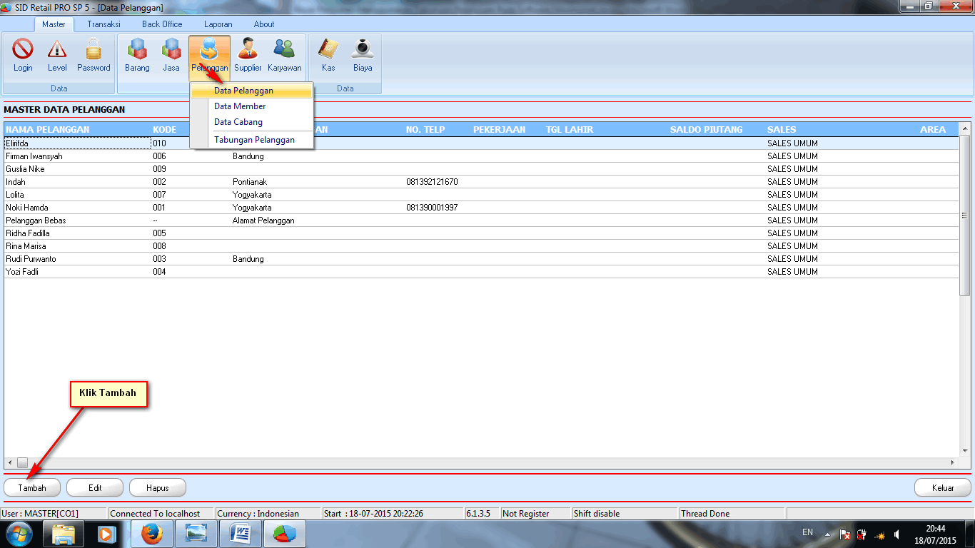 Bayar penjualan menggunakan tabungan pelanggan pada software minimarket
