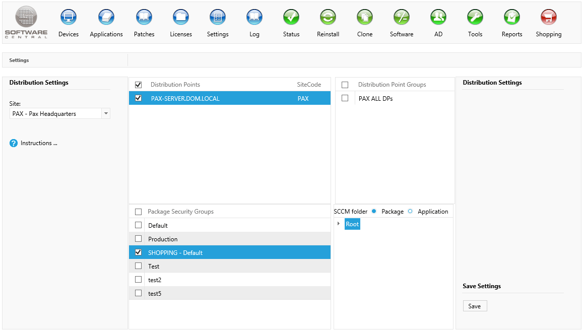 Distribution Settings