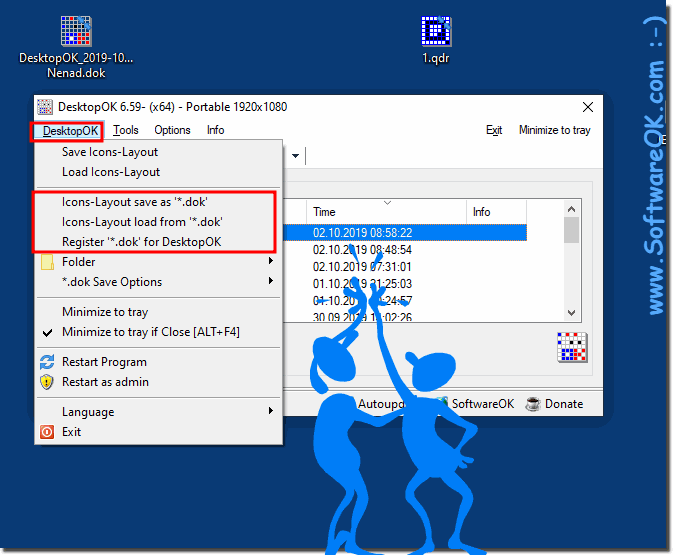 How can i save and load the desktop icon's position from a file?