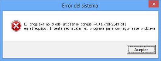 Solucionar error d3dx9_43.dll