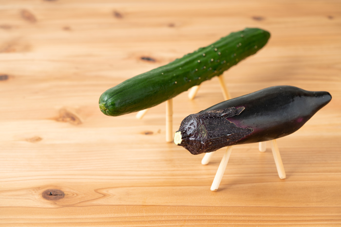 お盆に飾るナスとキュウリの精霊馬とは？作り方や処分方法 | Lovegreen(ラブグリーン) 精霊馬（しょうりょううま）は地域と宗派で差異がある｜置き方と作り方を解説 | 葬儀のデスク